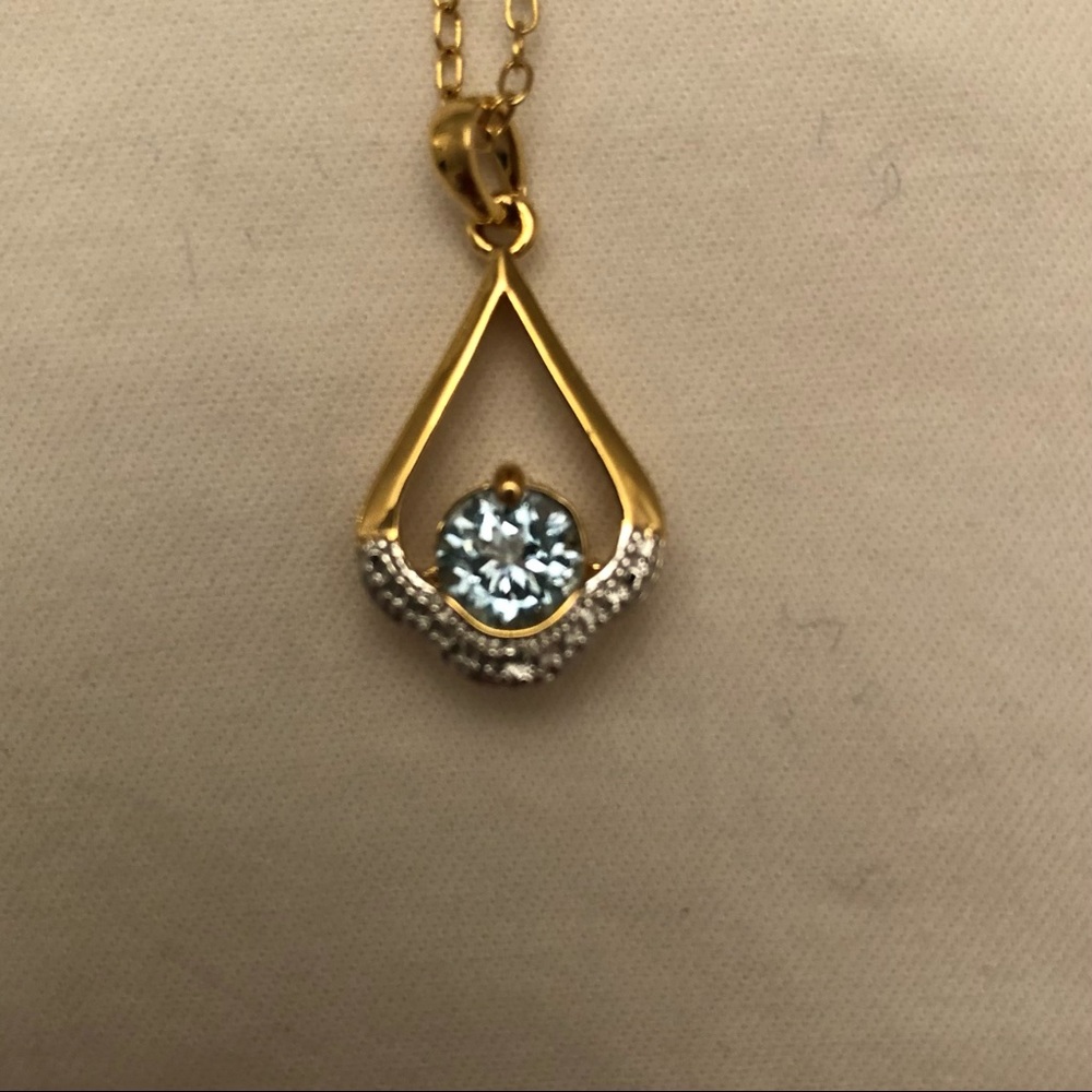JTV Sky Blue Topaz and CZ Necklace